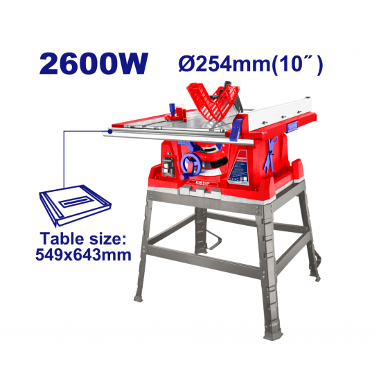 Fierastrau electric circular cu masa, 2600W, masa 549x643mm - ETSW26001, EMTOP