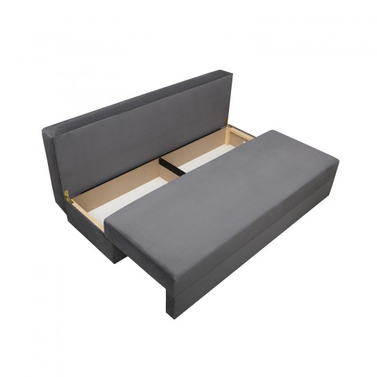 Canapea extensibila, Toms, tapiterie din stofa 190 X 90 Grey Velvet