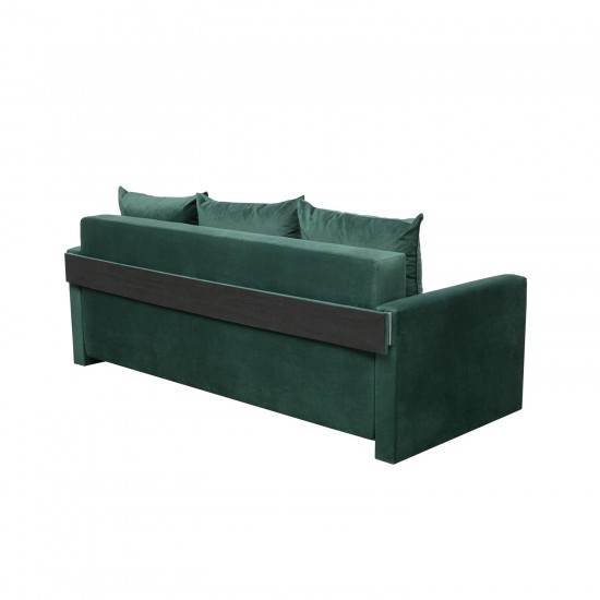 Canapea extensibila cu brate si perne, Toms, tapiterie din stofa 210 X 90 Green Velvet