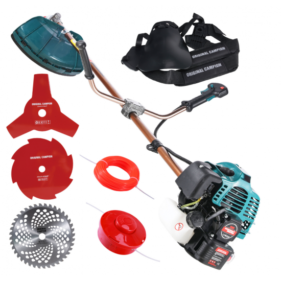 Set Motocoasa Energy Kraft cu pornire electrica si manuala ( 2 in 1 ), 7.5CP, 12000 RPM + 3 x Cap prasitoare + cultivator + drujba, viziera, ochelari si manusi