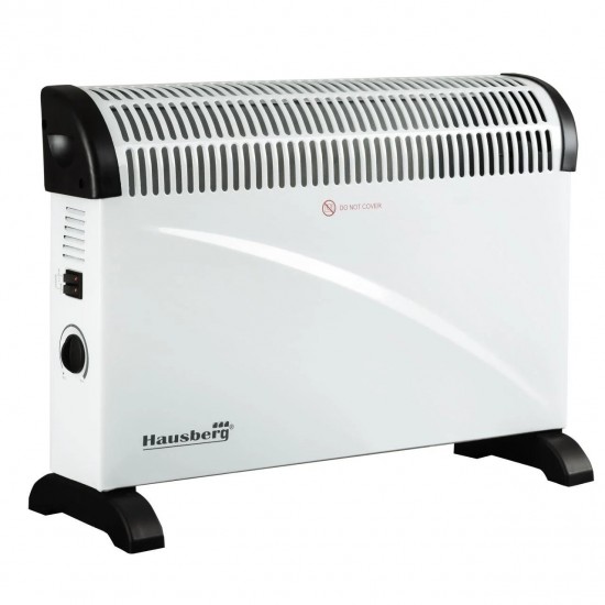 Convector electric HAUSBERG HB-8206, 3 trepte de putere 750/1250/2000W, termostat reglabil, protective supraincalzire, indicator luminos, Alb