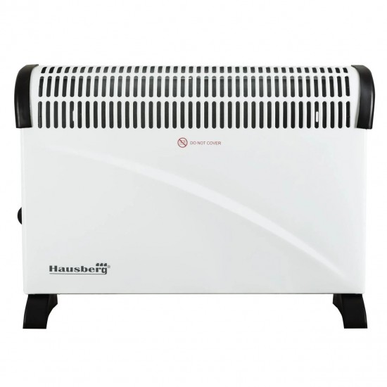 Convector electric HAUSBERG HB-8206, 3 trepte de putere 750/1250/2000W, termostat reglabil, protective supraincalzire, indicator luminos, Alb