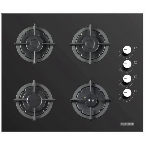 Pachet incorporabil HAUSBERG Cuptor electric HB-8054NG, Clasa A, 71L, 2225W, sticla, termostat, timer, 7 functii, ventilatie, Plita HB-567NG, Gaz, 4 arzatoare, siguranta, fonta, Hota decorativa HB-1385, 650 mc/h, 60 cm, Touch, Filtru aluminiu, Negru