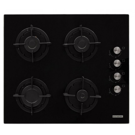 Pachet incorporabil HAUSBERG Cuptor electric HB-8051IN, 2000 W, 76 l, 4 Functii, Clasa A, Plita HB-567NG, Gaz, 4 arzatoare, Sistem de siguranta GAZ, Gratar din fonta, Material Sticla, Negru/Inox