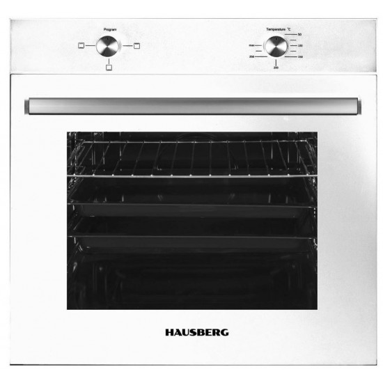 Pachet incorporabil HAUSBERG cuptor electric HB-8051AB, putere 2000 W, 76 l, 4 functii, plita HB-563, Gaz, 4 arzatoare, aprindere electrica, Clasa A, Alb