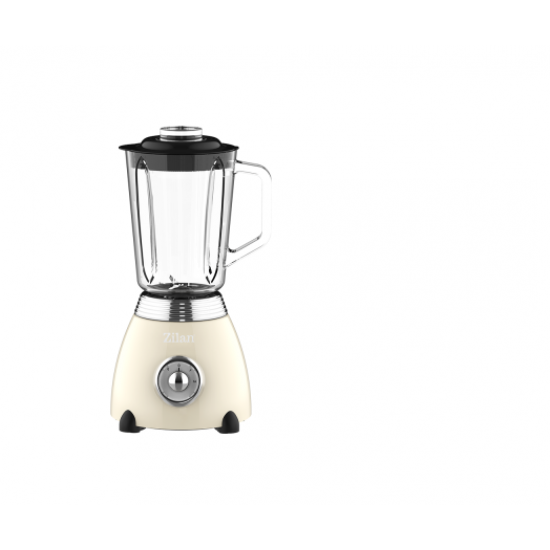 Blender Retro Zilan ZLN1207, putere 500W, capacitate 1.5L, 2 trepte de viteza, functie Pulse, vas din sticla, lame din otel inoxidabil