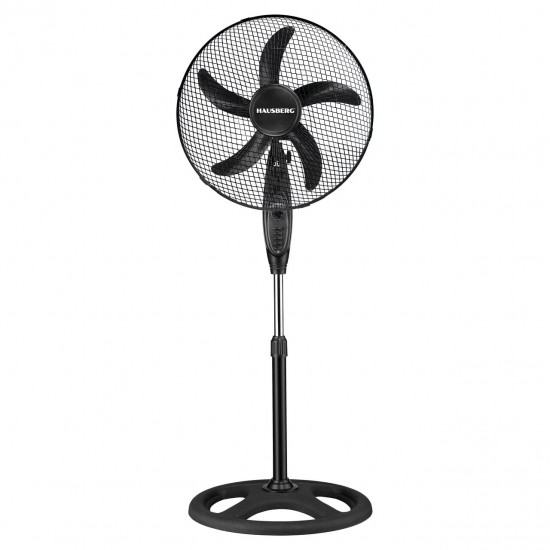 Ventilator cu picior HAUSBERG HB-5860NG, 55W, 3 viteze, diametru 46 cm, temporizator, negru