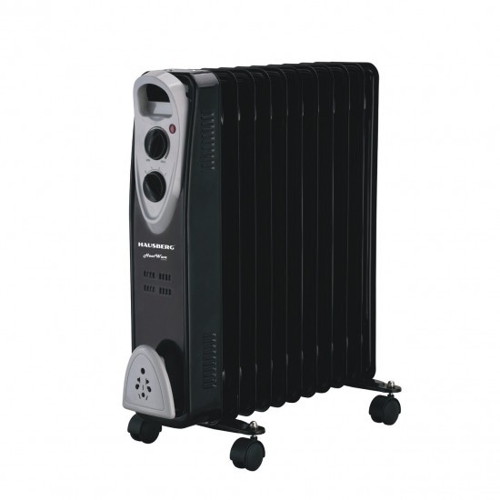 Calorifer electric Hausberg HB-8913NG, 2500 W, 13 elementi, 3 trepte de putere, Termostat reglabil, Protectie supra-incalzire, Protectie anti-rasturnare, Indicator luminos, Negru