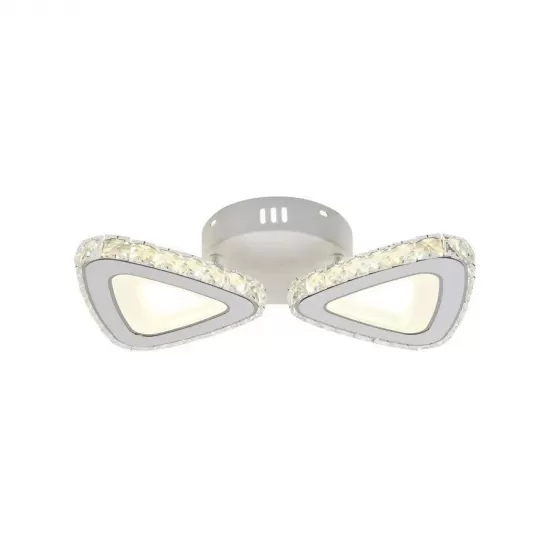 Lustra LED Cleon cu Telecomanda, 2.4Ghz, 56W, Acril si cristal, Alb